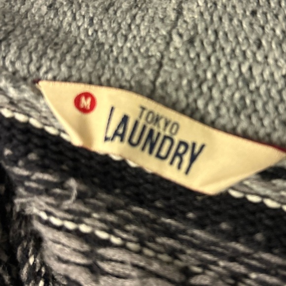 50%off w♥️ VNTG Tokyo Laundry Mens Grey Collared Fair Isle Cardigan flaw - Picture 6 of 7